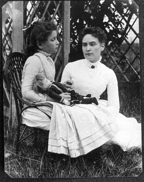 Helen Keller, age 8, with tutor Anne Sullivan in July 1888
